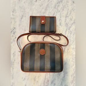 Fendi Pequin Crossbody “Camera” Bag & Matching Wallet